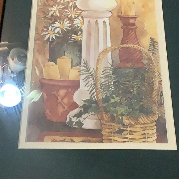 Adorable Shabby Chic Framed Water Coloring of a bathroom sink and plants. - Picture 4 of 10